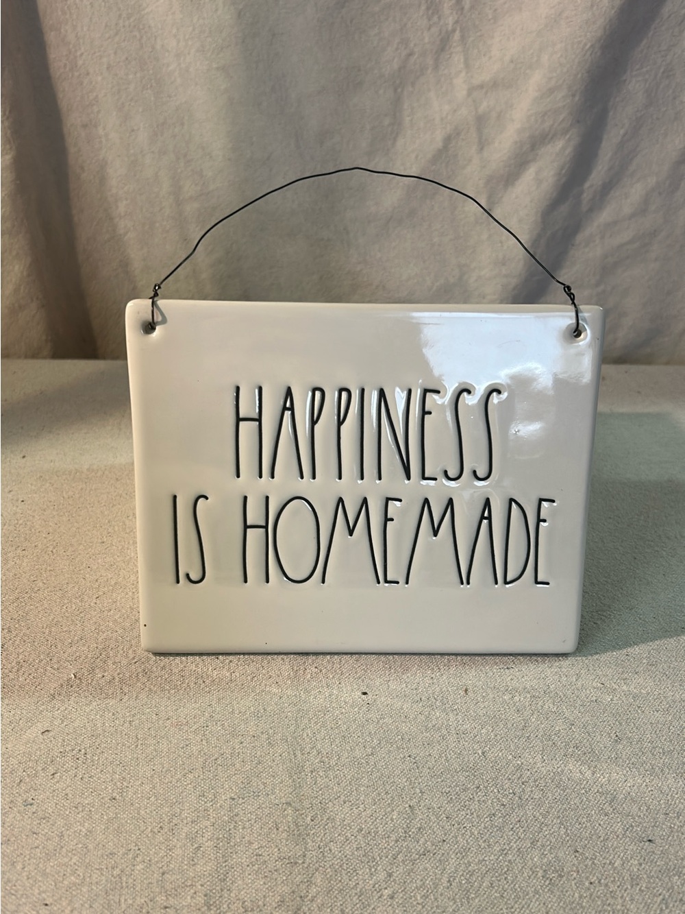 Rae Dunn White Ceramic "Happiness Is Homemade" Wall Sign